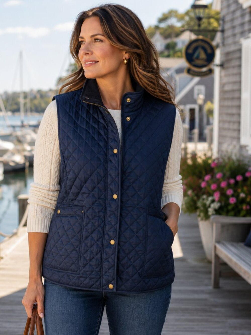 Lands’ End 3X 24W–26W PrimaLoft Navy Diamond Quilted Vest
